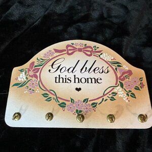 "God Bless This Home" Wall hanging Key Hanger